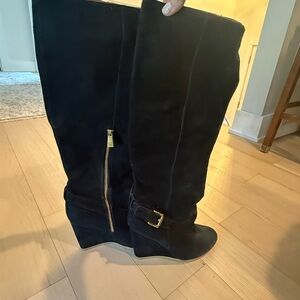 Coach Black Over the Knee Boots with Gold Accents